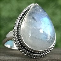 Waterdrop Shaped Synthetic Moonstone Vintage Exquisite Ring for Women Elegant Fashion Banquet Wedding Engagement Jewelry Crafts
