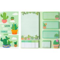 Cute Cactus Shaped Self-Stick Notes Pads 550 Sheets Plant Divider Tabs Bundle Writing Memo Pads School Office Supplies Gift