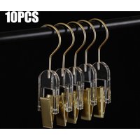 10PCS Transparent Hook Clothes Storage Hanger Hook Clothing Store Wardrobe Acrylic Gold Bra Storage Clip Socks Scarf Hooks