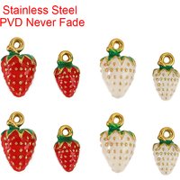 2pcs Never Fade PVD Stainless Steel Earrings Charms Necklace Pendants Fruit Strawberry Charms for DIY Findings Jewelry Making