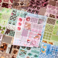 Vintage Plaid Fabric Sticker Book Chocolate Dessert Themed Stickers For Journal Scrapbooking Planner DIY Crafts