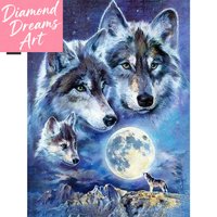 Frameless, Diy Diamond Mosaic Animal Wolf Home Rhinestones Decoration Full Square Round Drill Painting Moon Gift Craft Kit