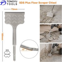 SDS Plus Tile Removal Chisel 75x180mm 15 Degree Cranked Ribbed Head for Thinset Mortar Removal