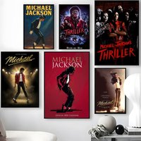 Singer M-Michael J-Jackson Poster Waterproof Self-Stick Wall Art Stickers, Removable Wall Decor for Living Room and Bedroom