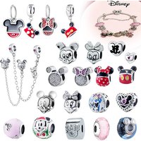 Disney Themed DIY Bracelet Charms ,Safety Chain, Mickey Minnie Enamel Beads Compatible With Bracelet Jewelry For Fans/Girl/Boy.