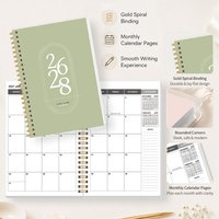 2026-2028 Academic Planner Jul 2026-Jun 2028, A5 Monthly Planner with Notes Pages, Reference Calendars & Gold Coil