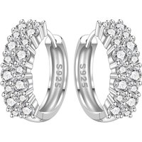 CYCUFF S925 Sterling Silver Sparkling Double Row Zircon Earring Hoop Earring Women Jewelry Original Trendy Anniversary Gifts