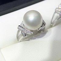 Fashion temperament ring AAAA 12-13mm natural South Sea round pearl ring 925s/adjustable ring mouth