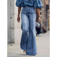 Denim Wide Leg Flare Pant for Women Casual High Waist Jeans Streetwear Vintage Chic American Retro Denim Trousers Work Pant