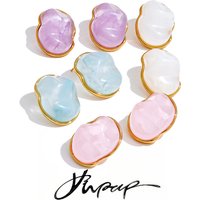 Yhpup Joyful Candy Resin Acrylic Stud Earrings Exquisite Stainless Steel Y2K Popular Attractive JewelryPurple White Blue Pink