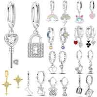 Orstarry 925 Sterling Silver Asymmetric Design Earring Key Lock Earrings Drop Earrings For Women Party Gifts Trendy Jewelry