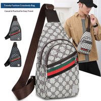 2026 Men's Fashionable Chest Bag Red & Green Striped Design Sports Leisure Outdoor Travel Handbag for Active Living
