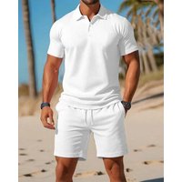 2026 men's short sleeved T-shirt and sports shorts set casual sportswear fashionable summer