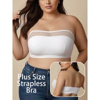 Seamless Plus Size Strapless Bandeau Bra Non-slip No Wire Supportive Tube Top Bra for Wedding Daily Wear Large Bust Supportive