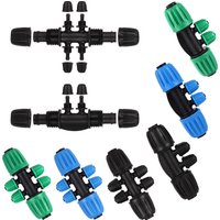 16mm To 4/7mm Tubing 4/6-Way Connector Garden Flower Irrigation Water Adapter PE Pipe To 1/4'' Micro Hose Fitting Joint 5Pcs New