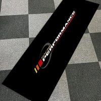VIKAMA Motorcycle Garage Mat, Black Sporty Rug for Living Room & Bike Decor, Energetic Non-Slip Floor Carpet