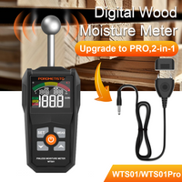2IN1 Digital Wood Moisture Meter Pin & Pinless 0~99.9% Timber Damp Detector with LCD Humidity Tester Hygrometer for Woodworking