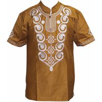 Chemise brodée à manches courtes pour hommes, 100% coton, chemises décontractées, col mandarin, vêtements pour hommes avec bouton unique, été et automne