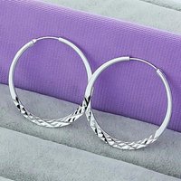 925 Sterling Silver 40/50mm Round Circle Hoop Earrings For Women Wedding Engagement Party Jewelry Gifts