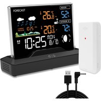 Wireless Weather Station RF Weather Station with Weather Forecast Thermometer Hygrometer Alert Clock Moon Phase Weather Forecast