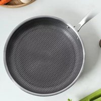 26/28/30cm Stainless Steel Frying Pan Durable Non-coated Surface Non Stick Wok Multi-functional Thickened Base
