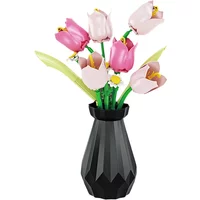 223PCS Tulip Bouquet Potted Plants Building Blocks Creative Eternal Flower Model Bricks Desktop Decoration Toy Kids Holiday Gift