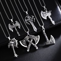 Vintage Viking Axe New In Necklace Crow Wolf Viking Pendant Necklace Medieval Mythology Jewelry For Men Gifts