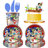 Disney The Adventures of Pinocchio Decoration Birthday Boy and Girl Disposable Party Tableware Plate Straw for Drink Cup Kid Toy