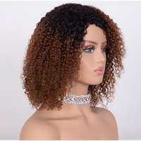 Sleek Afro Kinky Curly Human Hair Wigs Ombre Highlight Kinky Curly Human Hair Wig Brazilian Full Machine Curly Bob Wig For Women