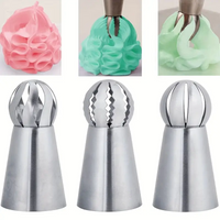 3pcs Stainless Steel Russian Pipping Tips,Torch Russian Icing Nozzle for Frosting, Cupcake Cake Decorating, Kitchen Baking Tools