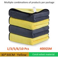 1/3/5/6/10Pcs Microfibre Car Cleaning Towel Car Wash Microfiber Cloths 400GSM for Car Care Washing Dusting and Polishing 30x30cm