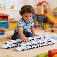 Harmony Railcar Simulation High-speed Railway Train Toys 3D Electric Bullet Train with Light Model Building Toy GIft Car for Kid
