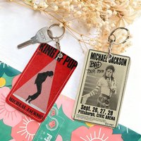 80s Pop Singer M-Michael Jackson Premium Leather Card Holder Keychain Scratch-Resistant Case for Bus Cards
