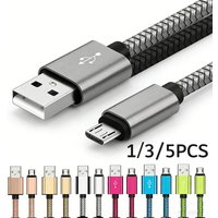 Micro USB Cable Data Sync 2A Fast Charging 1/3/5pcs Nylon Braided Charger Cable For Samsung Huawei HTC Android USB Micro Phone