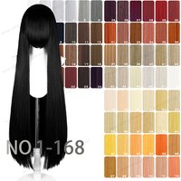 600g Upgraded Thickened 100cm Long Straight Cosplay Synthetic Wig With Bangs Black White Red Heat Resistant Hair Anime Wigs