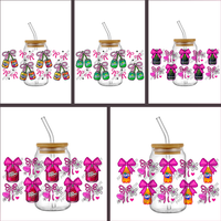Pink Bow Soda Drinks Uvdtf Stickers Decals for 16oz Glass Adorable Designs UV DTF Cup Wraps Waterproof Transfer Decal