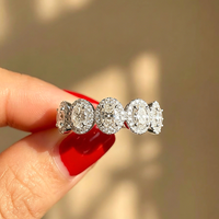 925 Sterling Silve High Quality Rings Luxury Paved Oval Cubic Zirconia For Women Hot Sale for Party Wedding Fashion Jewelry