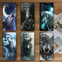 Wolf Moon Animal Soft Phone Case for Samsung Galaxy S26 S25 Edge S24 Ultra S23 Plus S22 S21 FE S20 Black Cover Back Shell