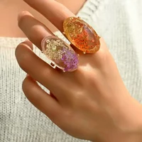 Hot-Selling Handmade Resin Flower Ring - Retro Preserved Real Dried Flowers Ring, Minimalist Fresh Style Jewelry For Women