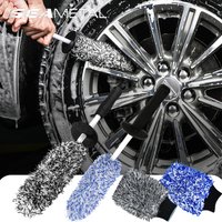 SEAMETAL Mikrofaser-Autowaschbürste, Reinigungshandschuhe, Kunststoffgriff, Radbürste, doppelseitig, saugfähig, sauberer Handschuh, Autowaschwerkzeug