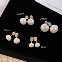 Luxury Trendy 8mm 10mm 12mm 14mm Imitation Pearl Stud Earring for Women Temperament Fashion Wedding Bride Korea Earring Jewelry