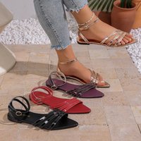 New Summer Sexy Pointed Toe Open-Toe Womens Sandals Fashionable Narrow Strap Buckle Sandals 2026Comfortable Office Women's Shoes
