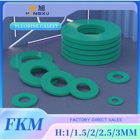 Fluorine Rubber Flat Gasket H:1-1.5-2-2.5-3mm Green Seals wear-resistant with Inner Hole Diameter M2-M42mm Stock Washer Ring
