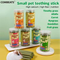 Timothy Grass Molar Sticks, Carrot Hay Cake Chew Toys, Small Pet Snacks for Rabbit, Chinchilla, Hamster