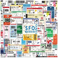 50-100PCS Cartoon Airplane Ticket Graffiti Stickers for Travel Luggage Scooter Water Bottles Decorative Stickers