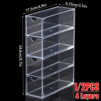 1/2Pcs Acrylic Desktop Storage Box 4 Layers Stackable Glasses Organizer Box Multi-role Stationery Storage Supplies for Cosmetics