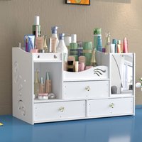 Desktop 3 Tier Makeup Case Holder Drawers Cosmetic Organizer Jewelry Storage Box