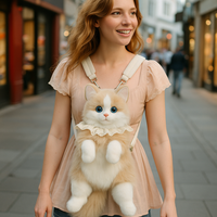 Cat Plush Backpack Faux Fur-Cute Soft Animal Backpack with Adjustable Straps for Girls, Students, Daily Use