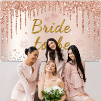 Bride to Be Backdrop Banner Rose Gold Glitter Engagement Bridal Shower Party Decoration