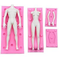 3D Woman Man Girl Nude Fondant Mold Kit People Body Cake Decorating Tools Sugarcraft Polymer Clay Kitchen Bakeware Accessories